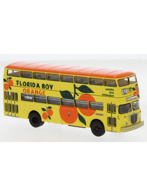 Brekina - Brekina, Büssing D2U Doppeldecker, 1960, BVG - Florida Boy Orange, 1:87