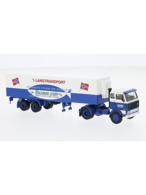 Brekina - Brekina, Volvo F 89 Koffer-SZ, 1972, Langtransport - Hallvard Leröy, 1:87