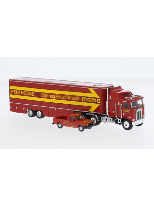 Brekina - Brekina, Kenworth K 100 Aerodyne Renntransport-SZ, 1980, Momo, 1:87