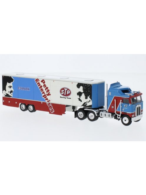 Brekina - Brekina, Kenworth K 100 Aerodyne Renntransport-SZ, 1980, STP, 1:87