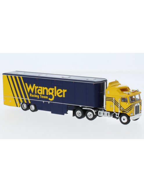 Brekina - Brekina, Kenworth K 100 Aerodyne Renntransport-SZ, 1980, Wrangler Racing, 1:87