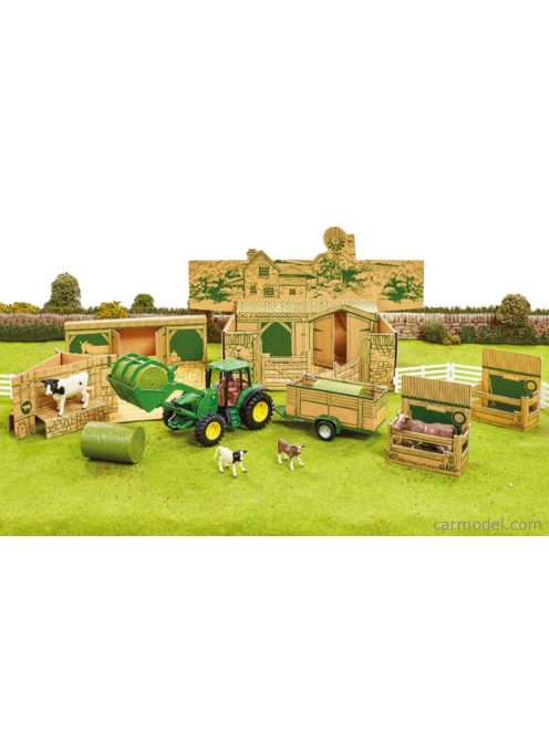 Britains - Accessories Diorama Farm Building With Tractor John Deere And Trailer Green Yellow