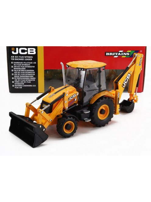 Britains - JCB 3CX PLUS RUSPA GOMMATA - TRACTOR SCRAPER YELLOW BLACK