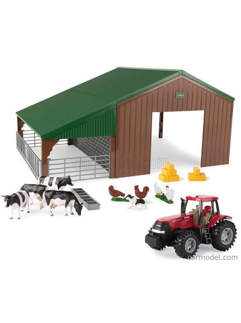 Britains - Case-Ih Optum 305 Tractor With Animals And Farm Building - Diorama Stalla Con Animali Various