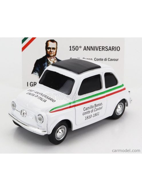 Brumm - Fiat 500 Camillo Benso Conte Di Cavour 1810-1861 - I Grandi Artefici Dell'Unita' D'Italia White