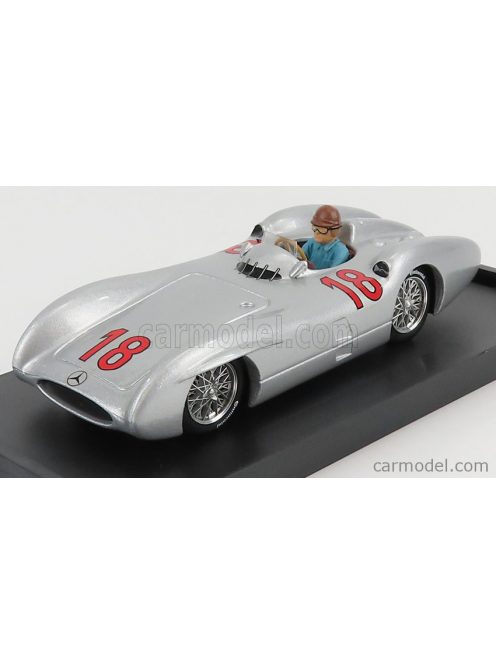 Brumm - Mercedes Benz F1 W196C N 18 Juan Manuel Fangio Season 1954 World Champion - With Driver Figure Silver