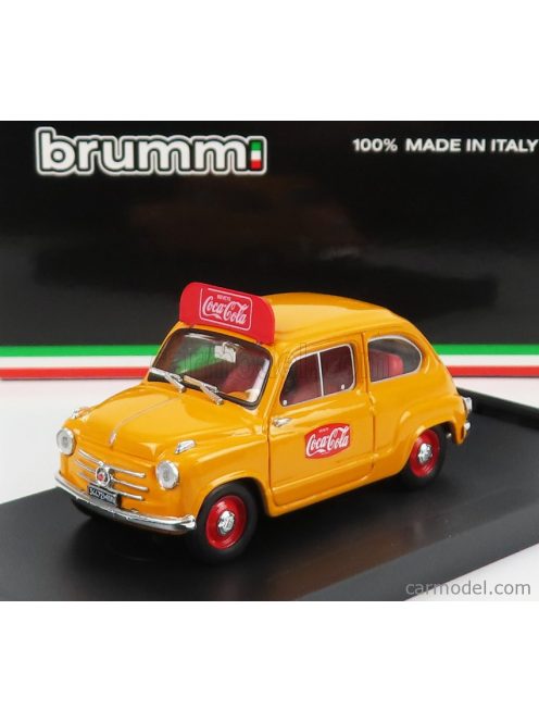 Brumm - Fiat 600 I Series Veicolo Publicitario Coca-Cola Olimpiadi Di Roma 1960 Yellow