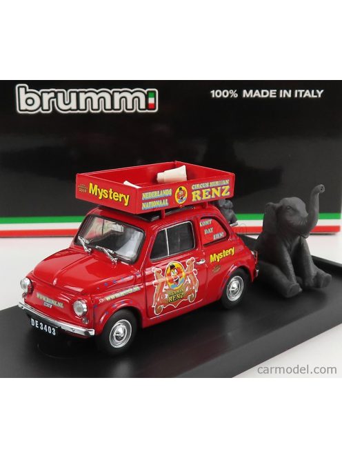 Brumm - Fiat 500R Veicolo Pubblicitario 1972 - Circo Circus Herman Renz Olanda With Two Elefants Figures - Mystery 2008 Red