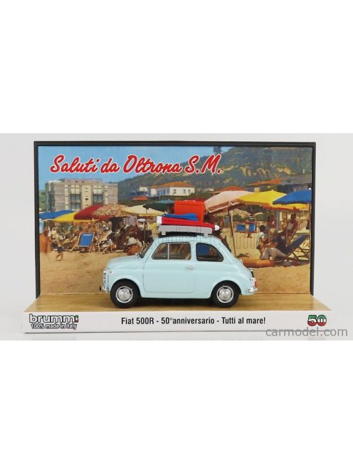 Brumm Prom - Fiat 500R 1972 - Tutti Al Mare - Saluti Da Oltrona S.M. - 50Th Anniversario 1972 -2022 Very Light Blue