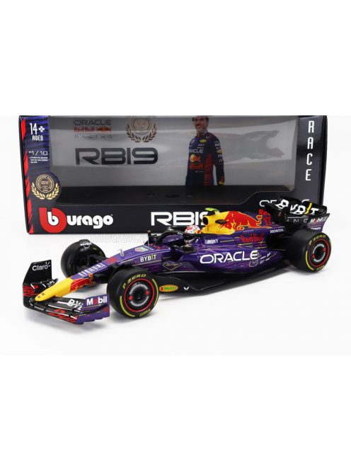 Burago - RED BULL F1  RB19 TEAM ORACLE RED BULL RACING N 11 3rd LAS VEGAS USA GP 2023 SERGIO PEREZ PURPLE YELLOW RED