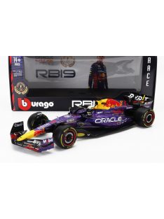   Burago - RED BULL F1  RB19 TEAM ORACLE RED BULL RACING N 1 WORLD CHAMPION WINNER LAS VEGAS USA GP 2023 MAX VERSTAPPEN PURPLE YELLOW RED