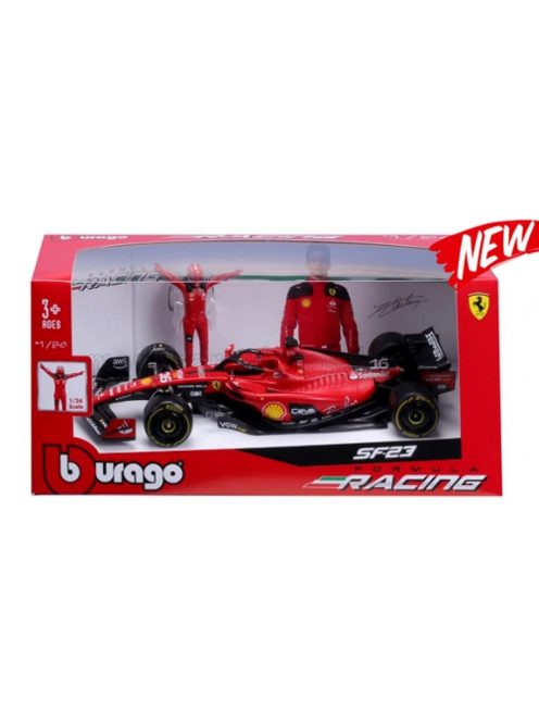 Burago - FERRARI F1  SF-23 TEAM SCUDERIA FERRARI N 16 SEASON 2023 CHARLES LECLERC RED BLACK