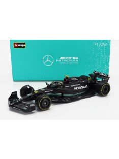   Burago - MERCEDES GP F1 W14 TEAM MERCEDES-AMG PETRONAS FORMULA ONE N 44 SEASON 2023 LEWIS HAMILTON - WITH PILOT AND SHOWCASE MATT BLACK