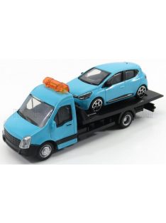   Burago - MERCEDES BENZ SPRINTER SOCCORSO STRADALE WITH RENAULT CLIO IV 4-DOOR 2013 - CARRO ATTREZZI - WRECKER ROAD SERVICE LIGHT BLUE