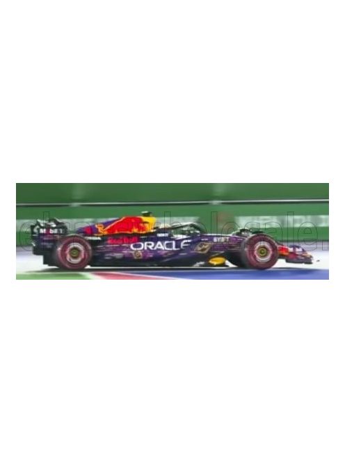 Burago - RED BULL F1  RB19 TEAM ORACLE RED BULL RACING N 1 WORLD CHAMPION WINNER LAS VEGAS USA GP 2023 MAX VERSTAPPEN PURPLE YELLOW RED