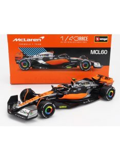   Burago - McLAREN F1  MCL60 TEAM McLAREN N 4 2nd BRITISH GP 2023 LANDO NORRIS ORANGE BLACK BLUE