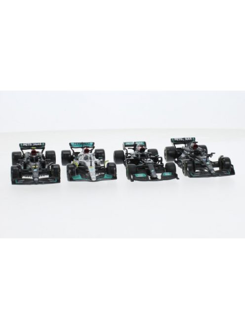 Burago - Bburago, Mercedes 4er Set: Mercedes AMG Formula 1, Formel 1, Mercedes AMG Petronas Formula One Team, Petronas, 1:43