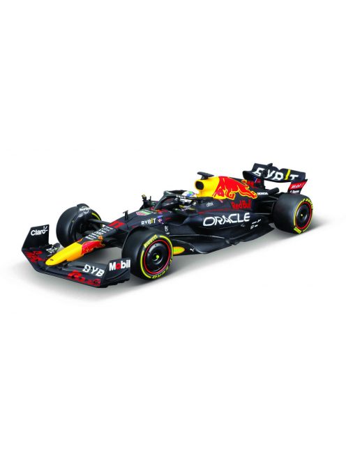 Burago - RED BULL F1  RB18 TEAM ORACLE RED BULL RACING N 11 SEASON 2022 SERGIO PEREZ - WITH PILOT AND SHOWCASE MATT BLUE YELLOW RED