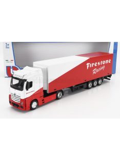   Burago - MERCEDES BENZ ACTROS 2 GIGASPACE TRUCK FIRESTONE TIRES 2016 WHITE RED