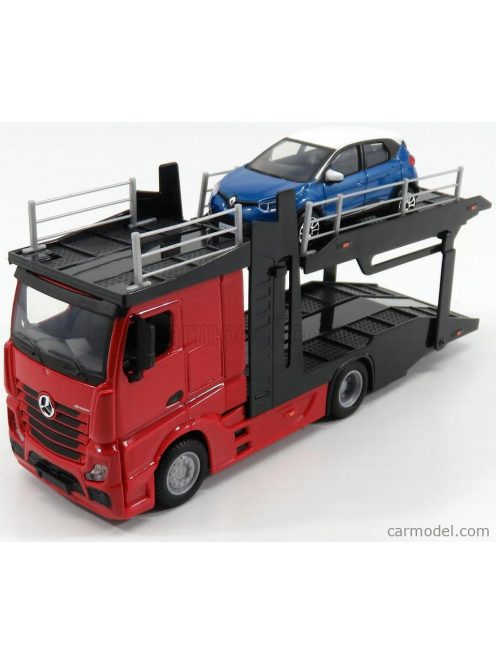 Burago - Mercedes Benz Actros 2 2545 Truck Car Transporter 2016 With Renault Captur Red