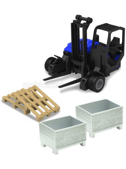 Burago - ACCESSORIES CARRELLO ELEVATORE VERTICALE - LORRY MOUNTED FORKLIFT VERTICAL ORDER PICKER 5 WHEELS BLYE