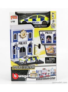   Burago - Accessories Diorama - Set Build Your City Police Station - With Ford Focus Police 2009 White Yellow Blue