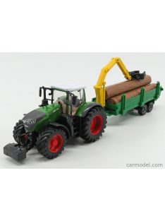   Burago - Fendt Vario 1000 Tractor With Trailer Trunk Transport 2016 - Trasporto Tronchi Green Grey Wood