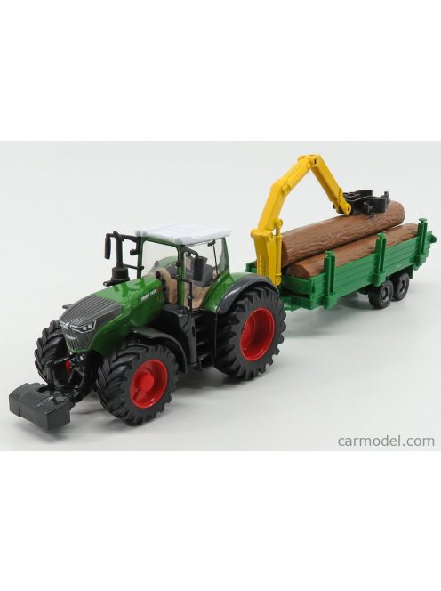 Burago - Fendt Vario 1000 Tractor With Trailer Trunk Transport 2016 - Trasporto Tronchi Green Grey Wood