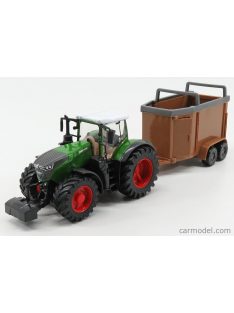   Burago - Fendt Vario 1000 Tractor With Livestock Trailer 2016 Green Grey