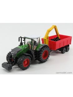   Burago - Fendt Vario 1000 Tractor With Crane And Trailer 2016 Green Grey Red