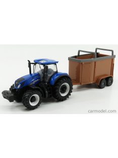   Burago - New Holland T7.315 Tractor + Livestock Forwarder Blue Brown