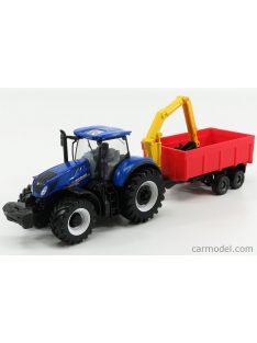   Burago - New Holland T7.315 Tractor + Combination Trailer Blue Red Yellow