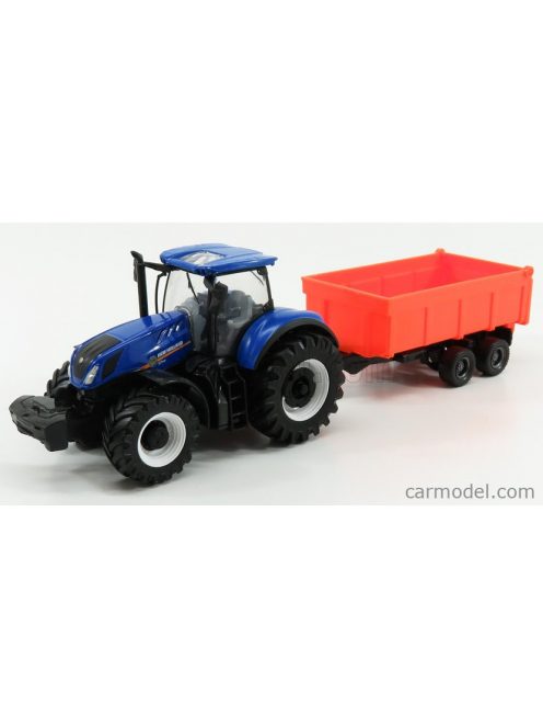 Burago - New Holland T7.315 Tractor + Tipping Trailer Blue Red