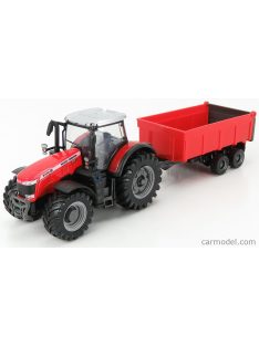   Burago - Massey Ferguson 8740S Tractor With Tipping Trailer Red