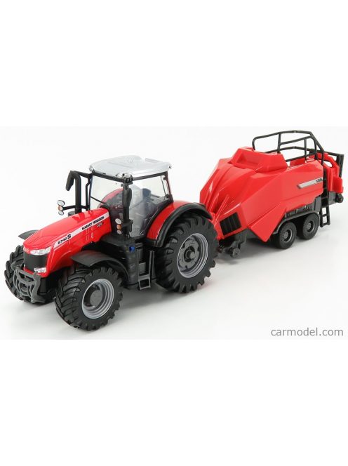 Burago - Massey Ferguson 8740S Tractor With Baler Lifter Red