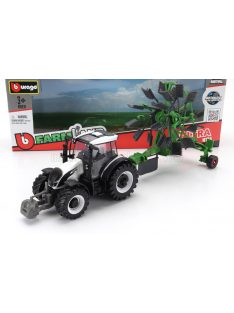   Burago - VALTRA N174 TRACTOR WITH WHIRL RAKE 2017 WHITE BLACK GREEN