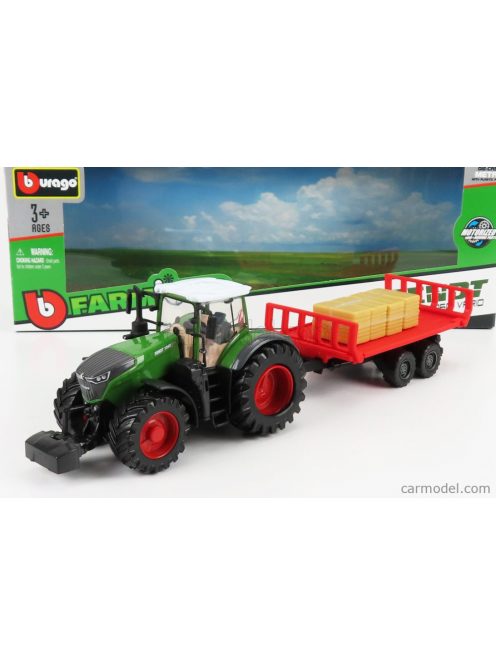 Burago - Fendt Vario 1050 Tractor With Trailer 2016 Green Red