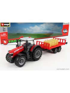 Burago - Massey Ferguson 8740S Tractor With Trailer 2016 Red