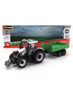   Burago - VALTRA N174 TRACTOR WITH TIPPING TRAILER 2017 WHITE BLACK GREEN