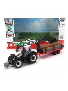   Burago - VALTRA N174 TRACTOR WITH 3X TRAILER 2017 WHITE BLACK GREEN RED