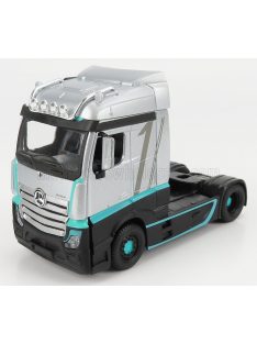   Burago - MERCEDES BENZ ACTROS 2 GIGASPACE TRACTOR TRUCK 3-ASSI 2016 - F1 WORLD CHAMPION TEAM AMG PETRONAS MOTORSPORT FORMULA ONE COULORS SILVER BLACK GREEN