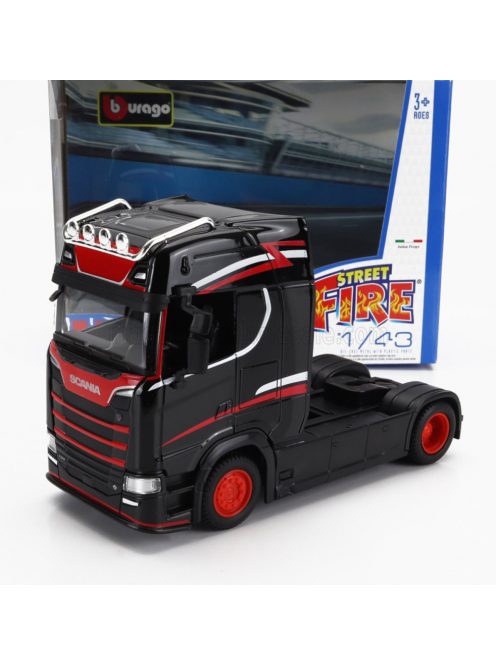 Burago - SCANIA S770 V8 TRACTOR TRUCK 2-ASSI 2021 BLACK RED