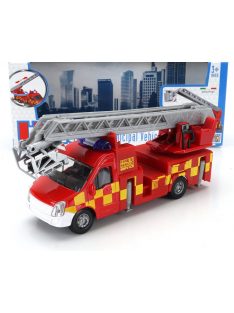   Burago - MERCEDES BENZ SPRINTER GRU CRANE ELEVATOR CON PIATTAFORMA CESTELLO RESCUE FIRE ENGINE 2010 RED YELLOW