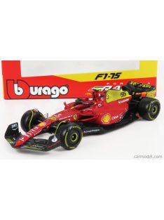   Burago - Ferrari F1-75 Scuderia Ferrari N 55 4Th Monza Gp Italy 2022 Carlos Sainz - Exclusive Carmodel Red Yellow