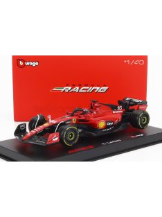   Burago - FERRARI F1  SF-23 TEAM SCUDERIA FERRARI N 16 SEASON 2023 CHARLES LECLERC - WITH PILOT AND SHOWCASE - EXCLUSIVE CARMODEL RED BLACK