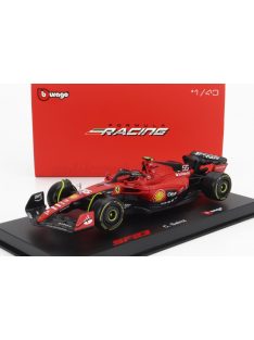   Burago - FERRARI F1  SF-23 TEAM SCUDERIA FERRARI N 55 SEASON 2023 CARLOS SAINZ - WITH PILOT AND SHOWCASE - EXCLUSIVE CARMODEL RED BLACK