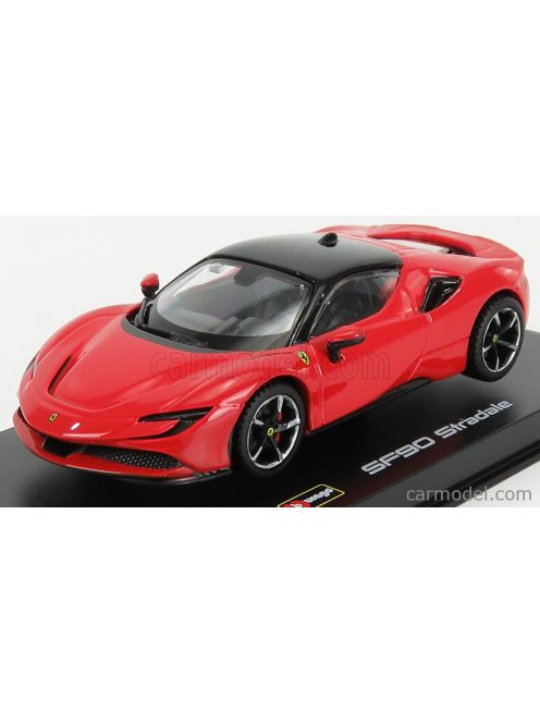 Burago - Ferrari Sf90 Hybrid Stradale 2019 - Con Vetrina - With Showcase Red