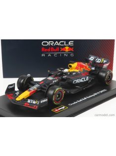   Burago - Red Bull F1 Rb18 Team Oracle Red Bull Racing N 1 World Champion Season 2022 Max Verstappen - With Helmet And Plastic Showcase Matt Blue Yellow Red