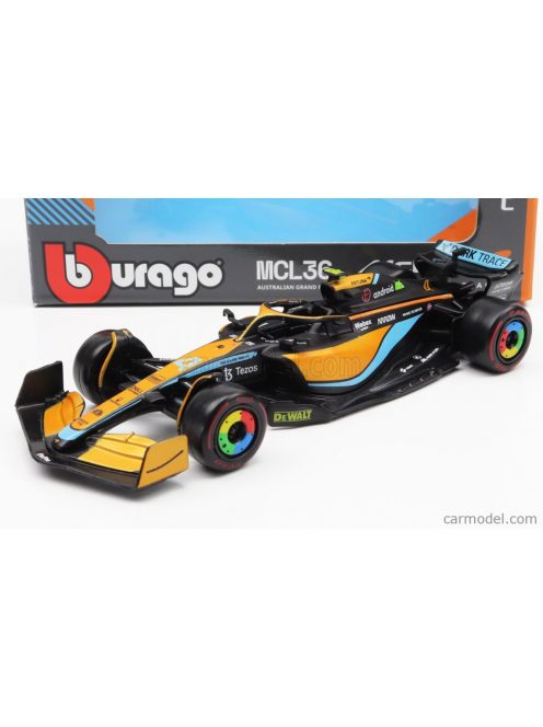 Burago - Mclaren F1 Mcl36 Mercedes Team Mclaren N 4 Australian Gp 2022 Lando Norris Orange Light Blue