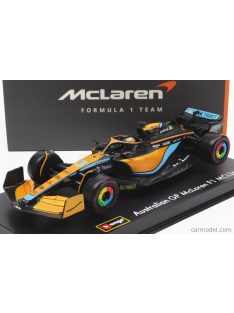   Burago - Mclaren F1 Mcl36 Mercedes Team Mclaren N 3 Australian Gp 2022 Daniel Ricciardo - With Helmet And Plastic Showcase Orange Light Blue